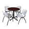 Kobe Kobe Round Table & Chair Set, Wood, Metal, Plastic Top, Mahogany TKB30RNDMH47GY - alternate 1